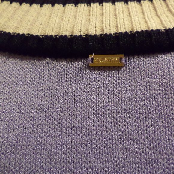 St.  John Zip Jacket Cardigan   Lavender with Cream + Black Trim   Size: Small - Picture 8 of 8